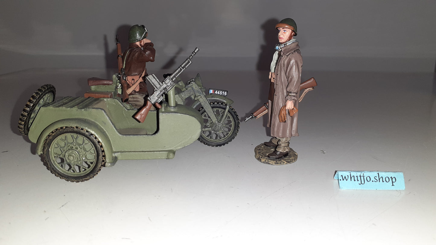 King and country ww2 Fob45 French Motorcycle Combo 2 Poilu boxed Wdb1