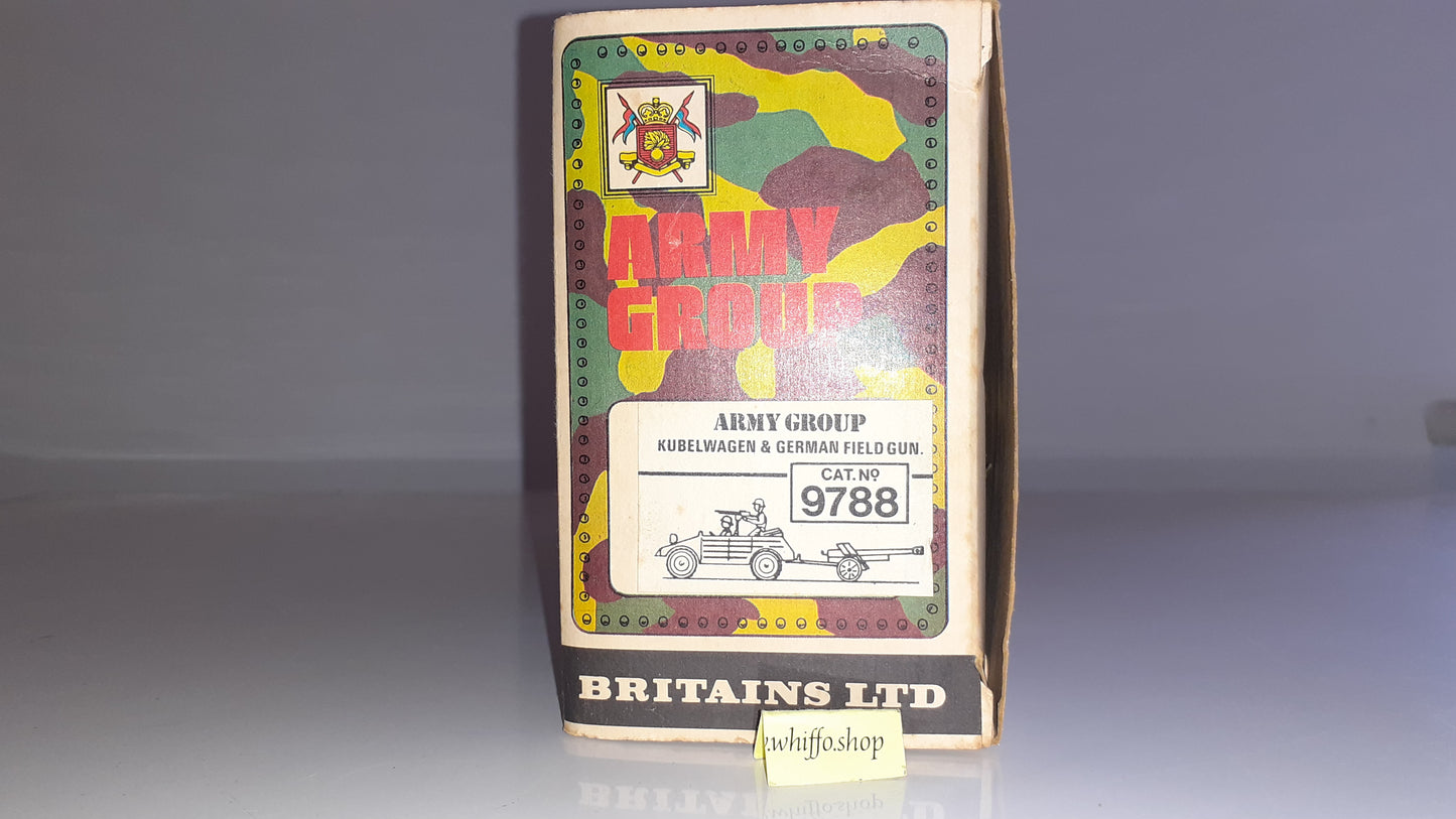 Britains deetail 9788 Ww2 Kubelwagen Field Gun Boxed 1978 Made England 1:32 S1