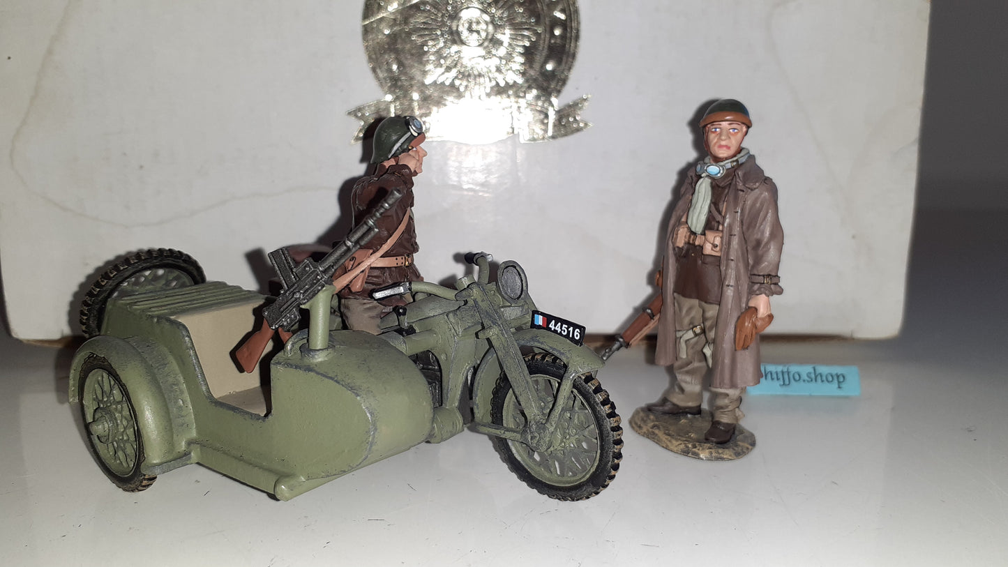 King and country ww2 Fob45 French Motorcycle Combo 2 Poilu boxed Wdb1