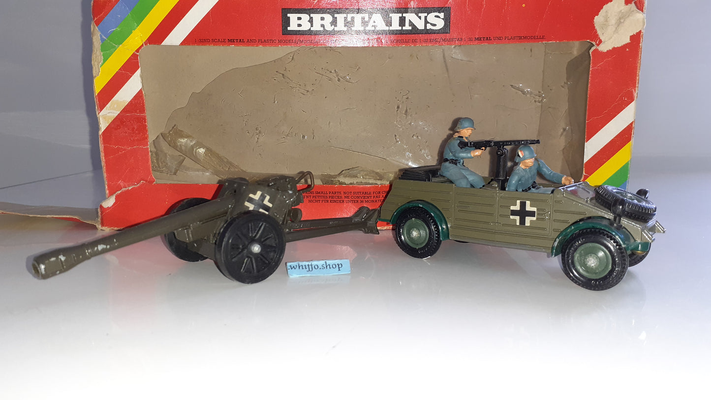 Britains 9788 1980 Deetail German Ww2 Kubelwagen And Gun 1:32 boxed S550