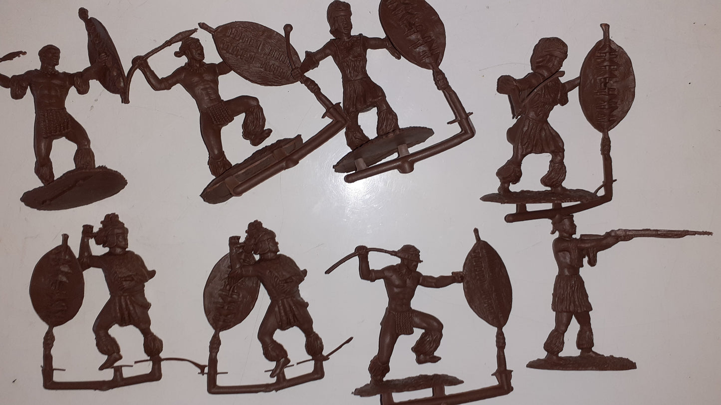 conte plastic Zulus 2001 16 Figures Set 1 Boxed 1:32 S8