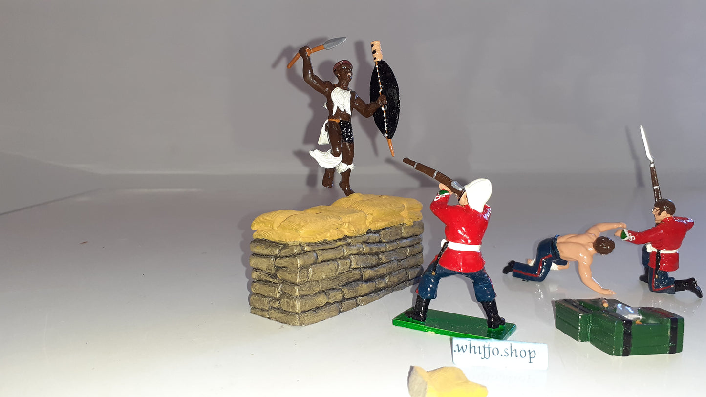 trophy miniatures 1991 zulu war 24th foot Bd6 Behind Wall 1:32 metal boxed S5b1457