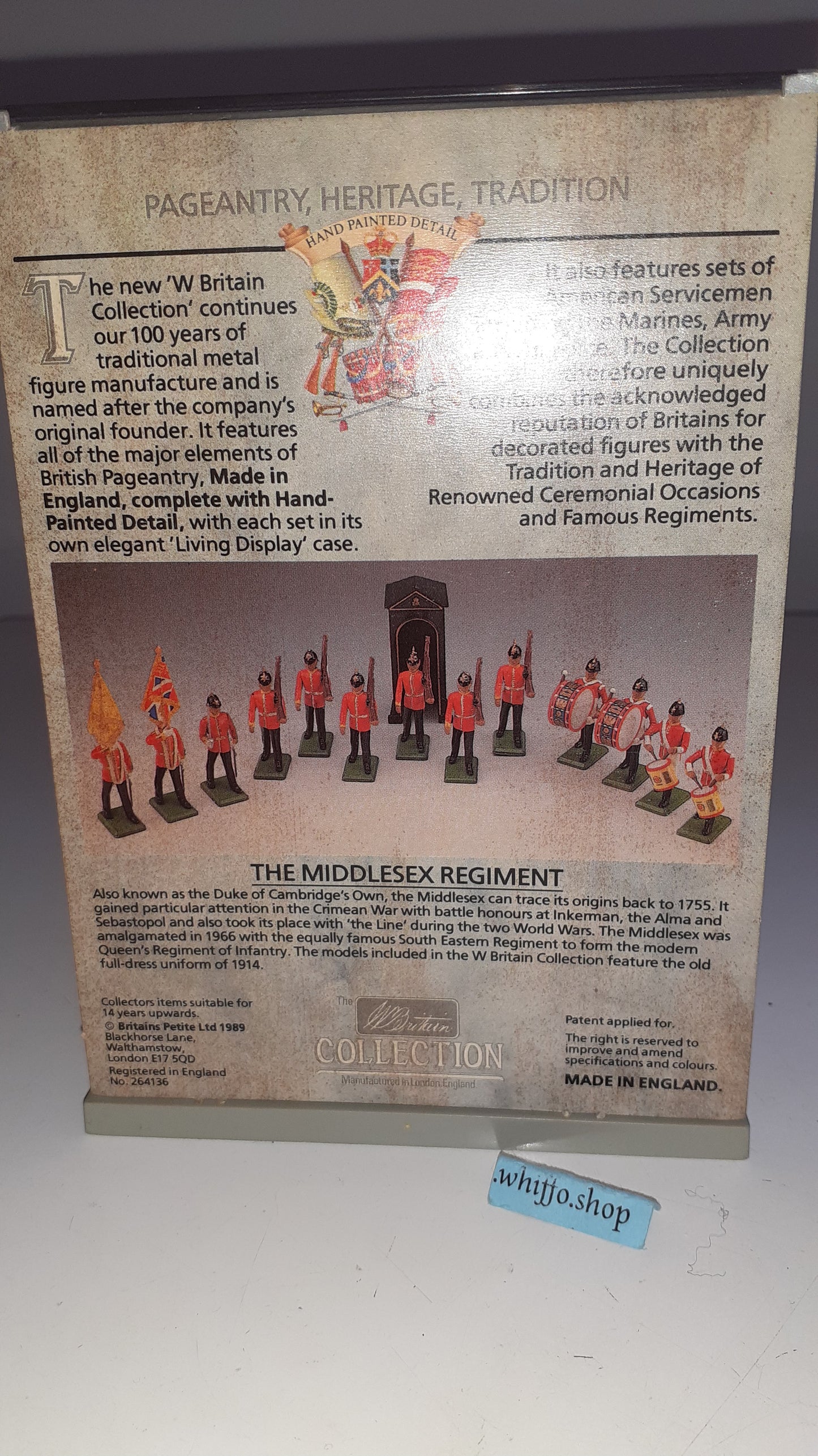 Britains Middlesex regiment 1989 1990s Perspex Display box 1:32 metal B111