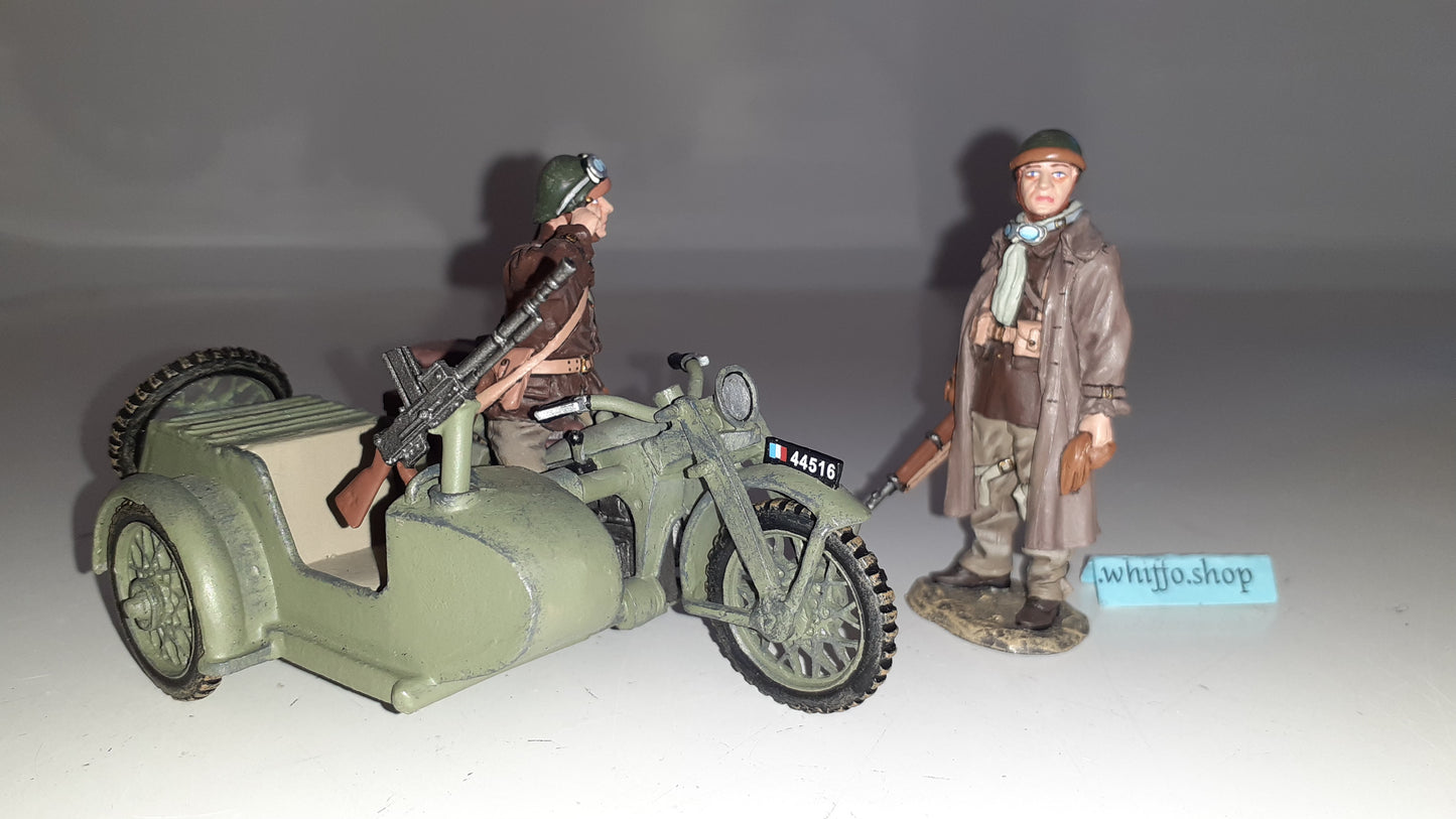 King and country ww2 Fob45 French Motorcycle Combo 2 Poilu boxed Wdb1