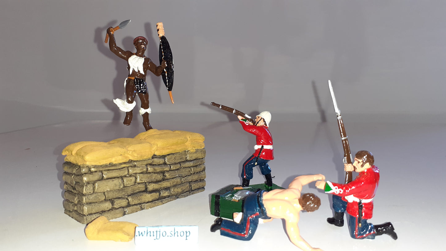 trophy miniatures 1991 zulu war 24th foot Bd6 Behind Wall 1:32 metal boxed S5b1457