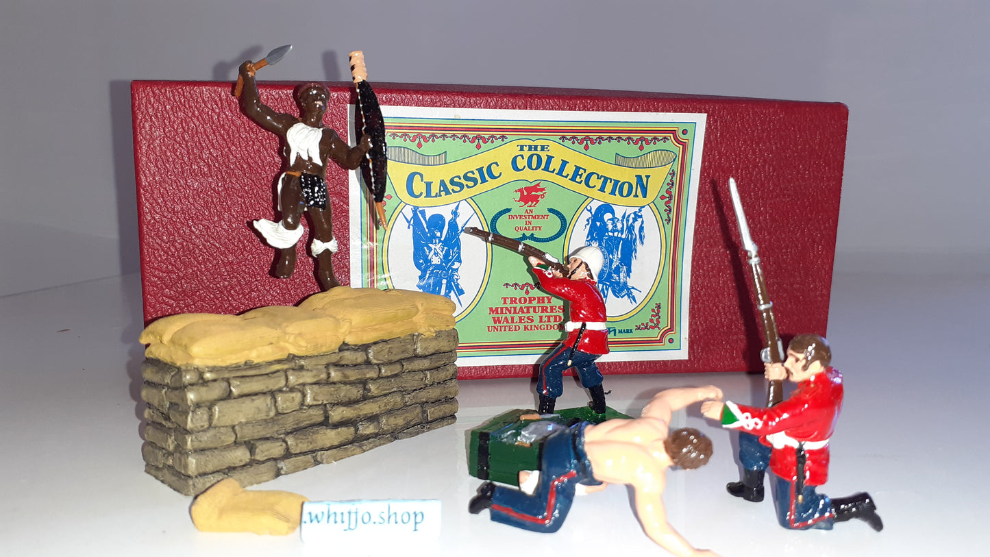 trophy miniatures 1991 zulu war 24th foot Bd6 Behind Wall 1:32 metal boxed S5b1457
