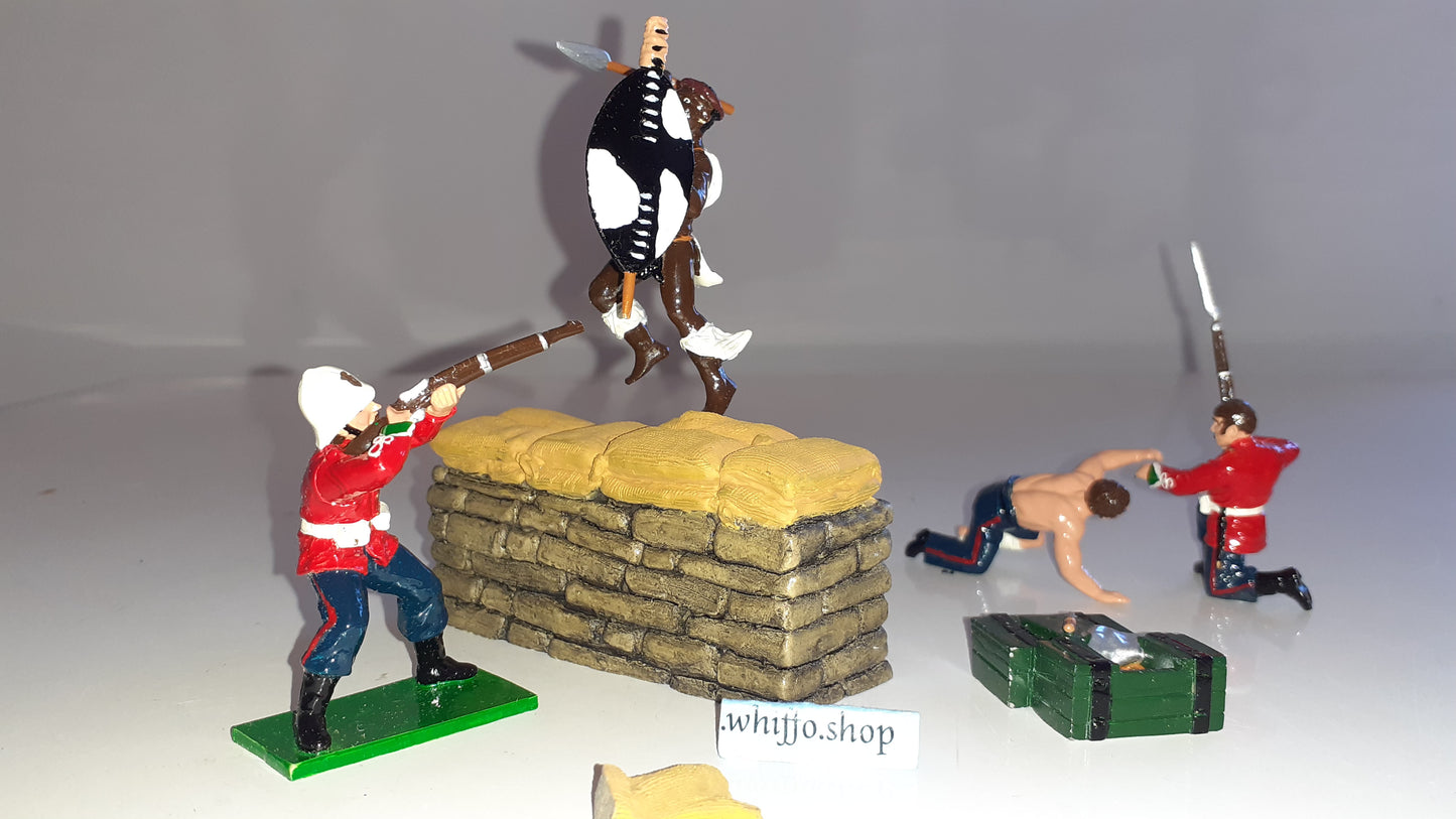 trophy miniatures 1991 zulu war 24th foot Bd6 Behind Wall 1:32 metal boxed S5b1457