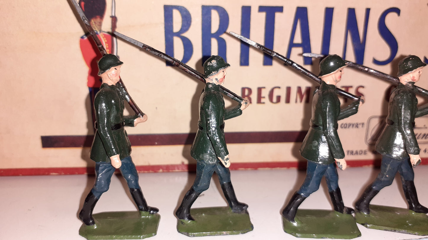 Britains Set 432 German Infantry Marching Ww1 Ww2 Boxed 1950s 1:32 S7