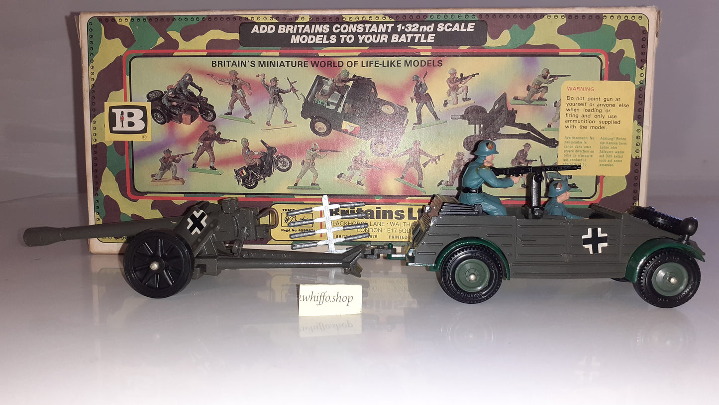 Britains deetail 9788 Ww2 Kubelwagen Field Gun Boxed 1978 Made England 1:32 S1