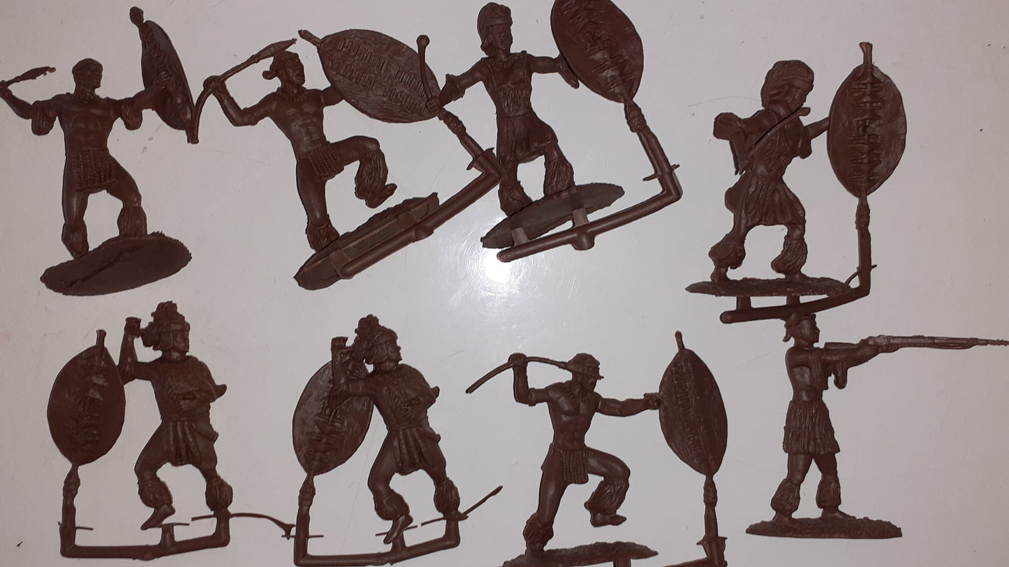 conte plastic Zulus 2001 16 Figures Set 1 Boxed 1:32 S8
