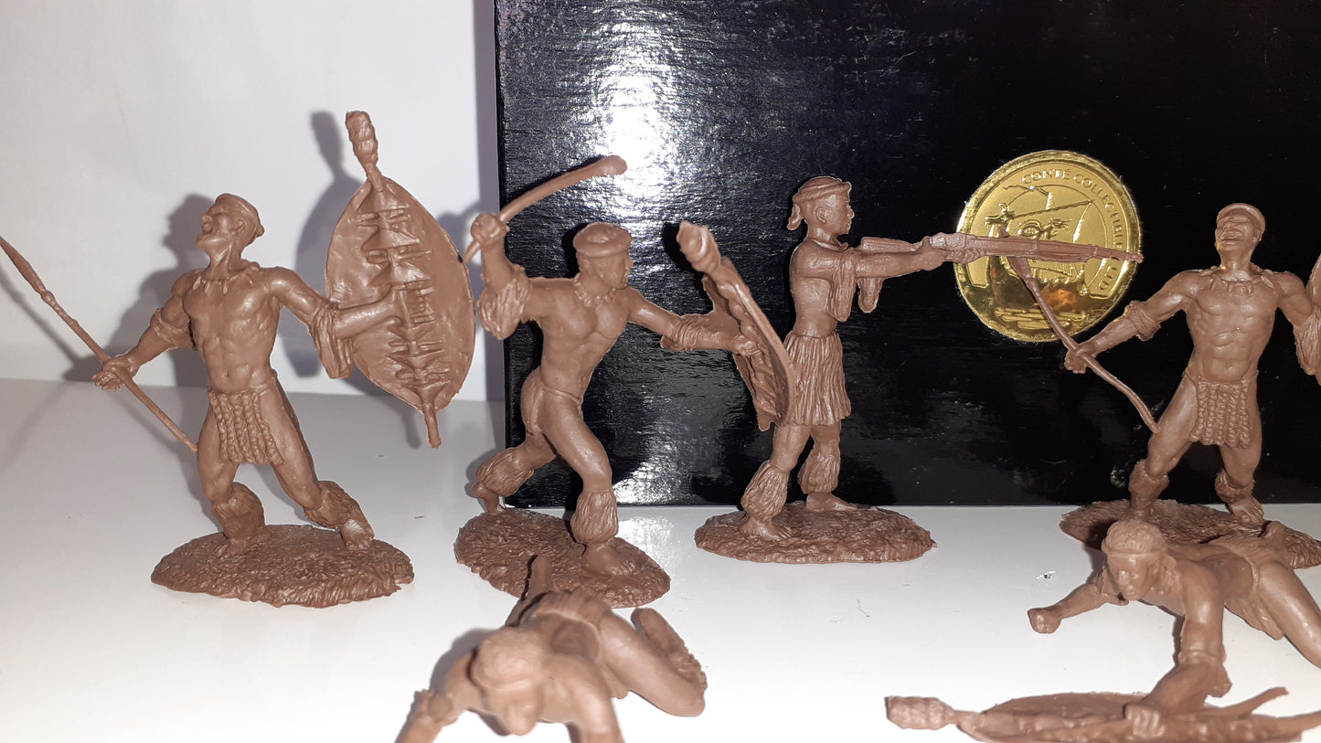 conte plastic Zulus 2001 16 Figures Set 1 Boxed 1:32 S8