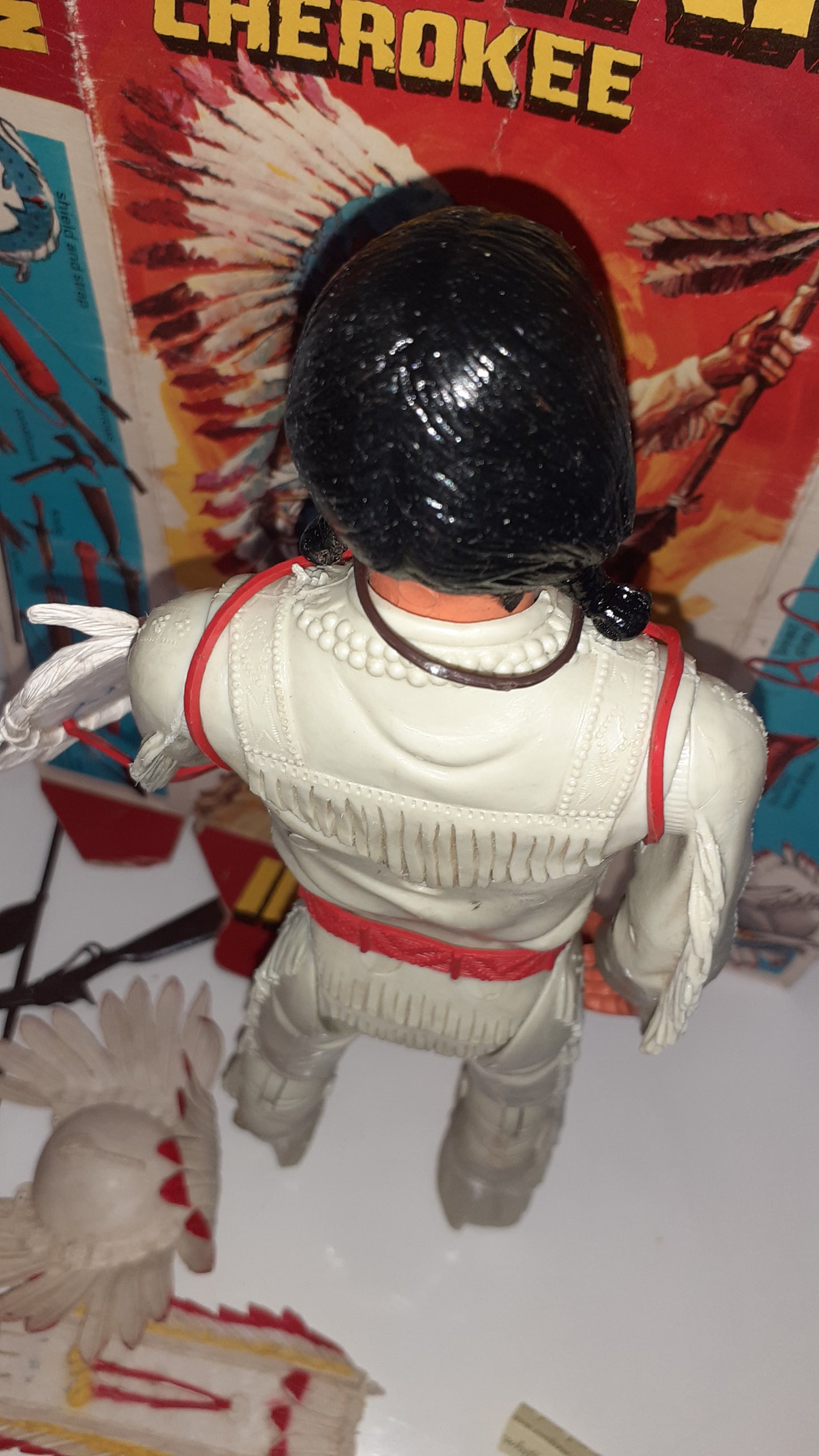 Marx Cherokee Indian Chief 1970s Part Of Box With Weapons Accessories S8
