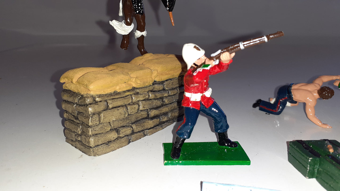 trophy miniatures 1991 zulu war 24th foot Bd6 Behind Wall 1:32 metal boxed S5b1457