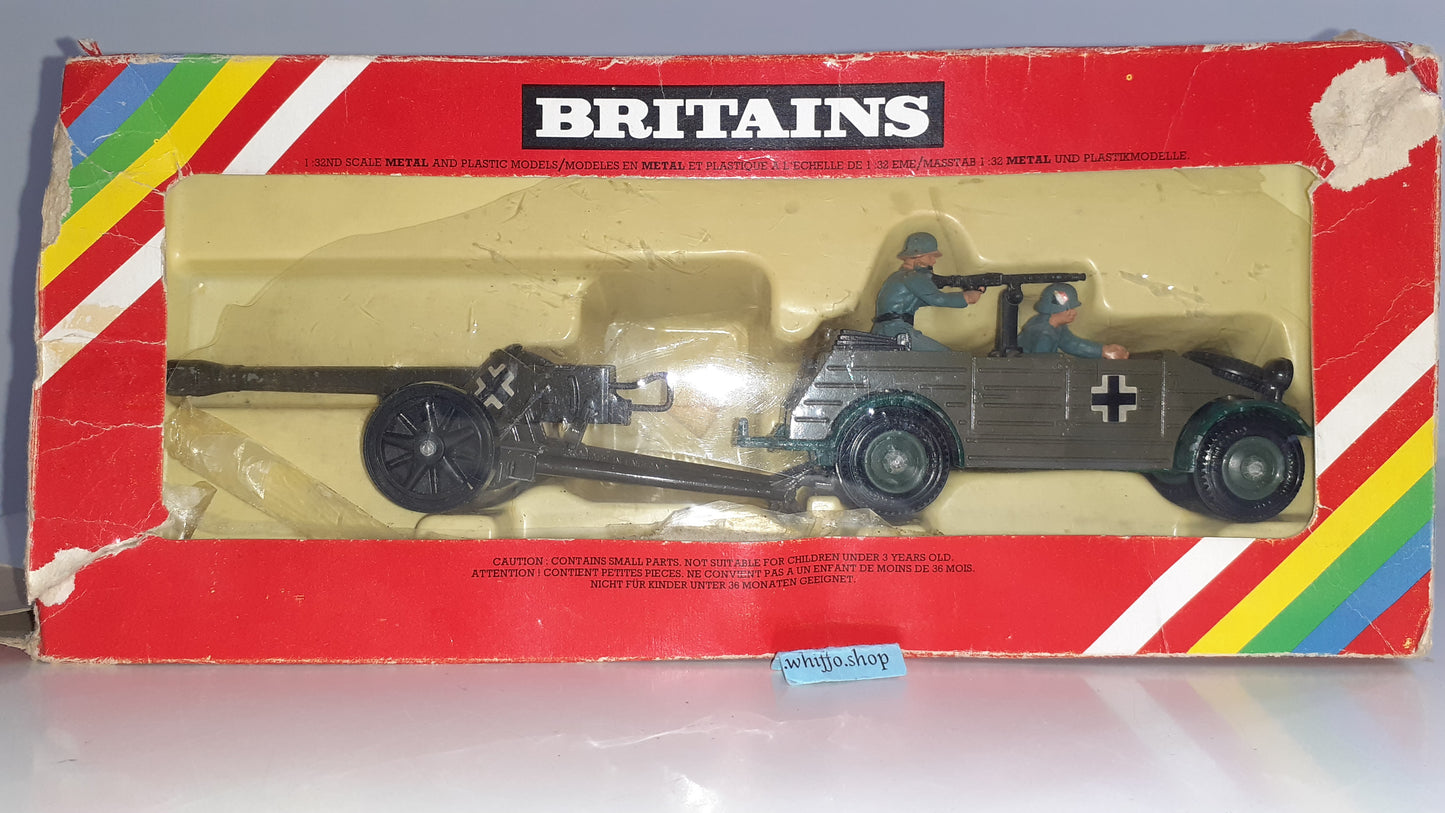 Britains 9788 1980 Deetail German Ww2 Kubelwagen And Gun 1:32 boxed S550