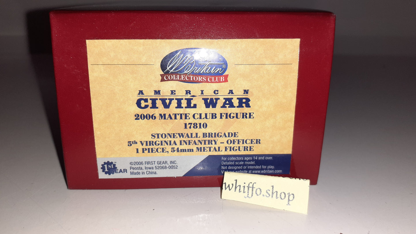 Britains 17810 Acw Virginia Inf. Officer Stonewall Brigade 2006 Cc boxed B1118