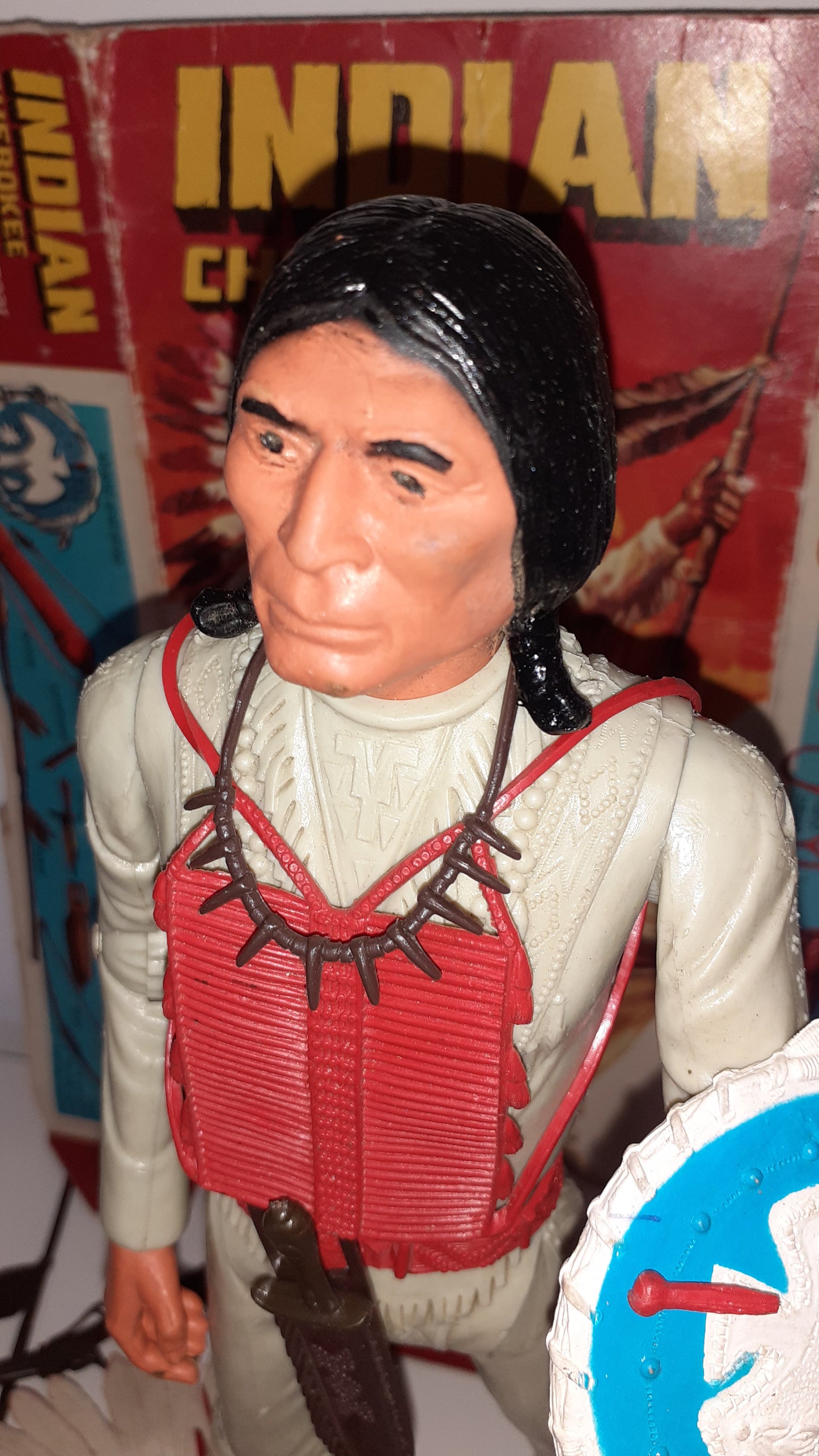 Marx Cherokee Indian Chief 1970s Part Of Box With Weapons Accessories S8