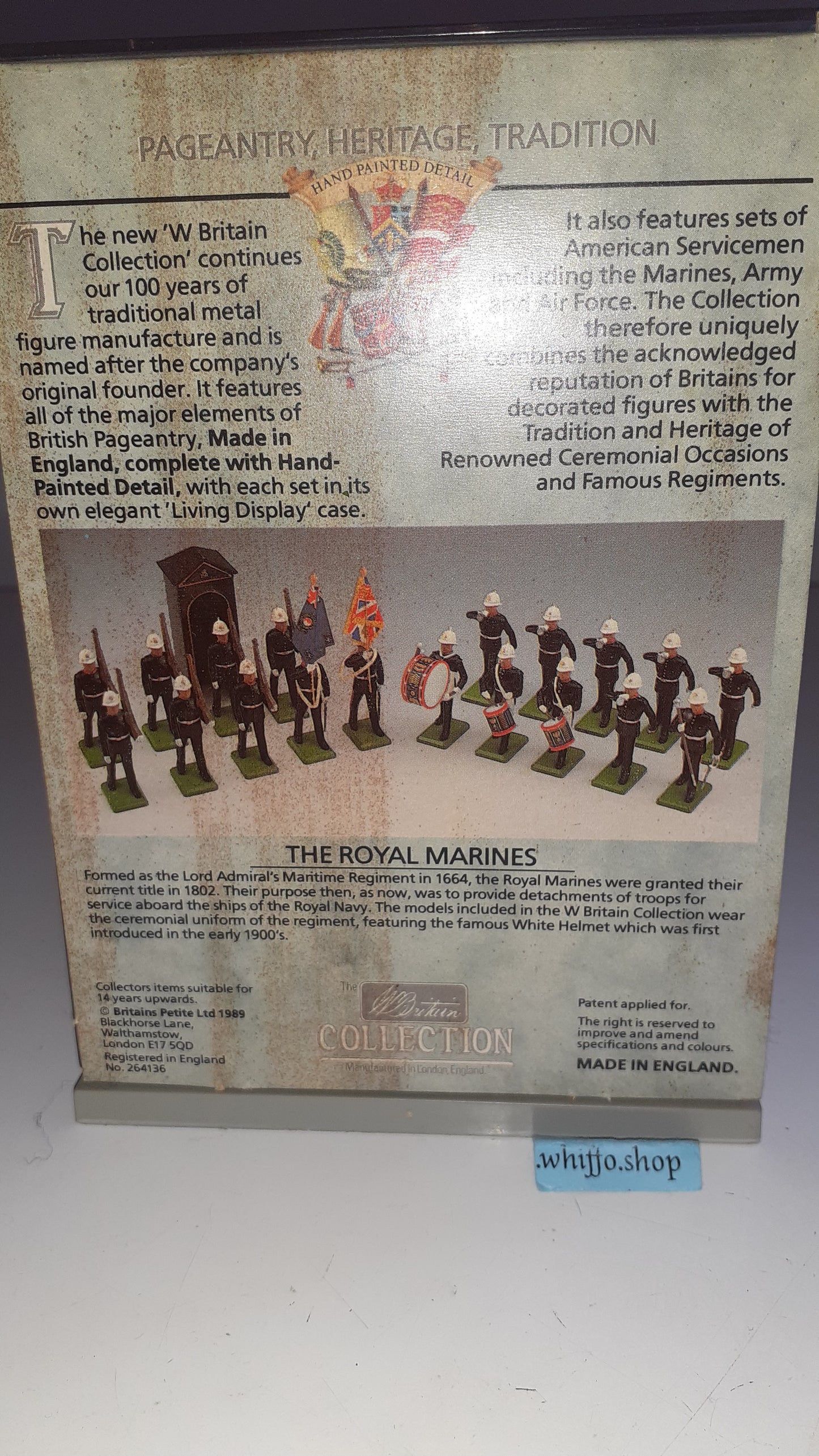 Britains royal marines 1989 1990s Perspex Display box 1:32 metal B111