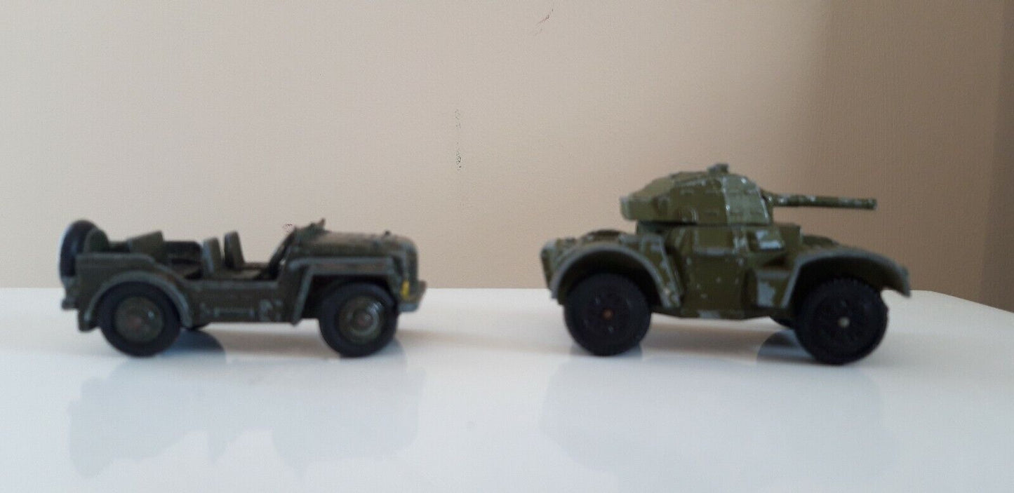 dinky jeep 25mm 1/72 ww2 armoured car gun 1970s b3