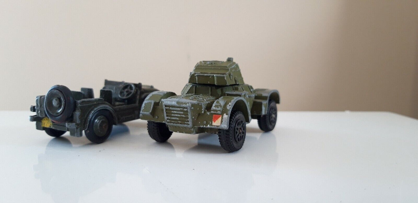 dinky jeep 25mm 1/72 ww2 armoured car gun 1970s b3