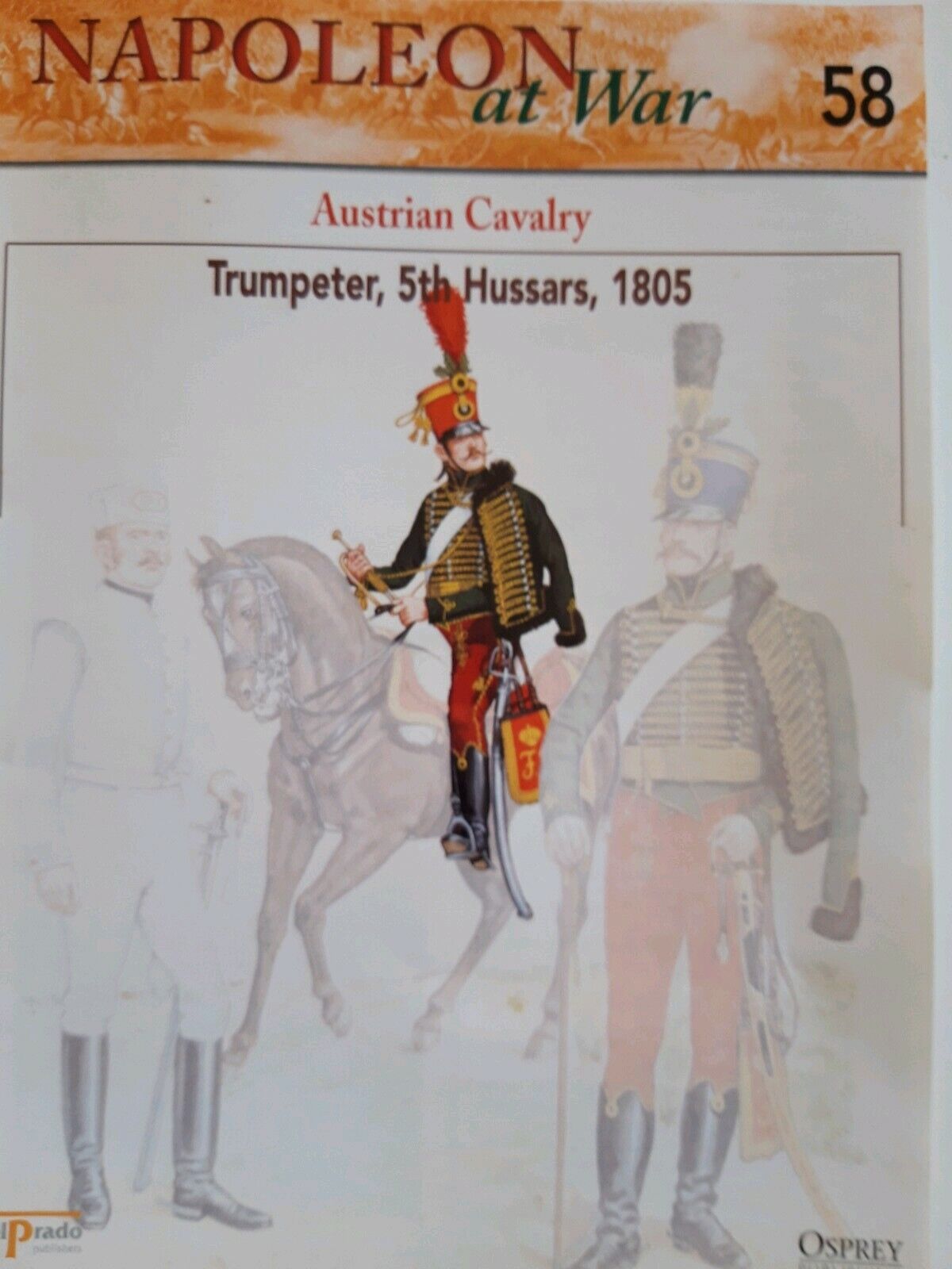 Del prado napoleon at war 58 waterloo 1:30 austrian hussars mib book