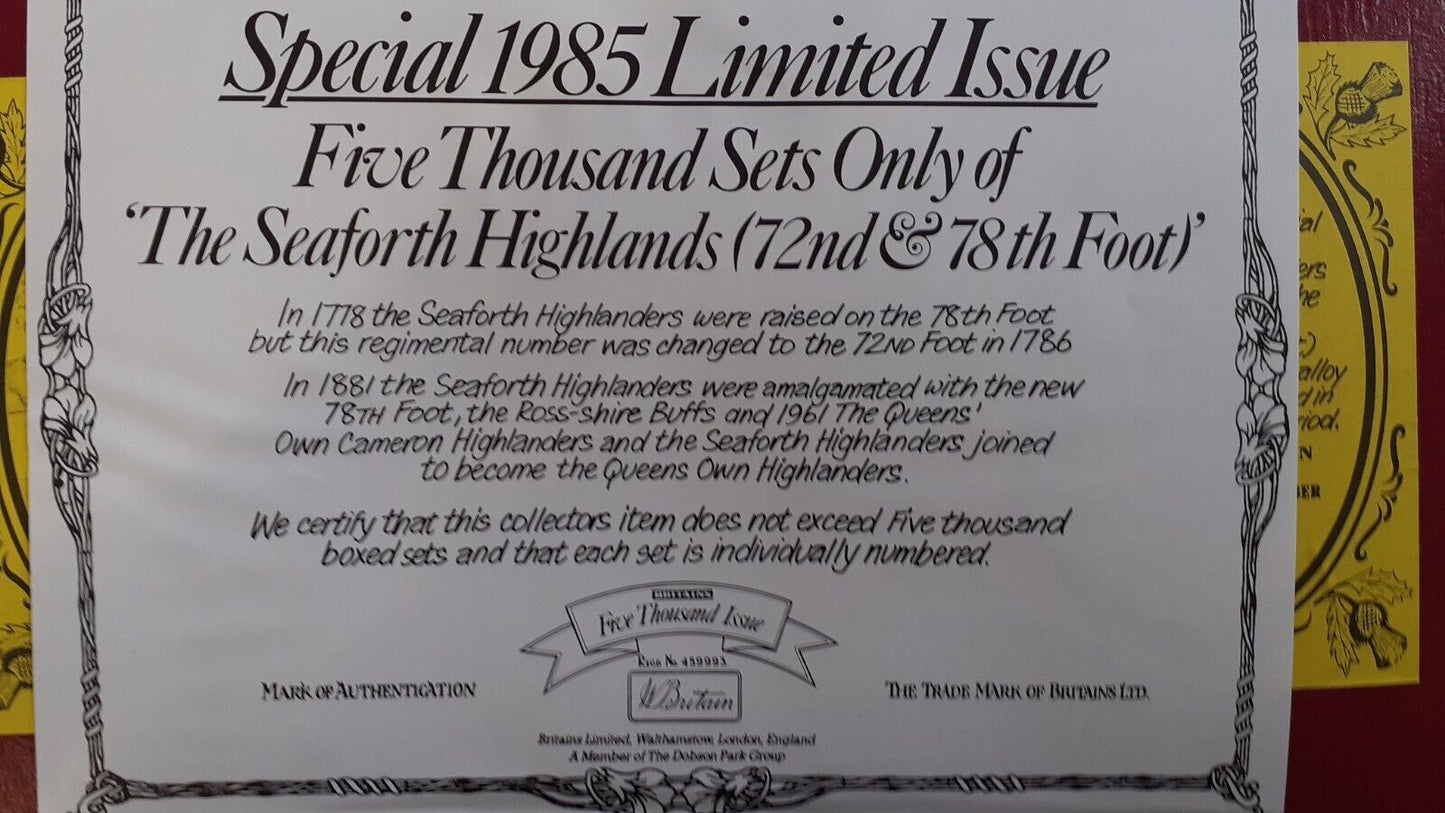 Britains limited edition seaforth highlanders 1985 5185