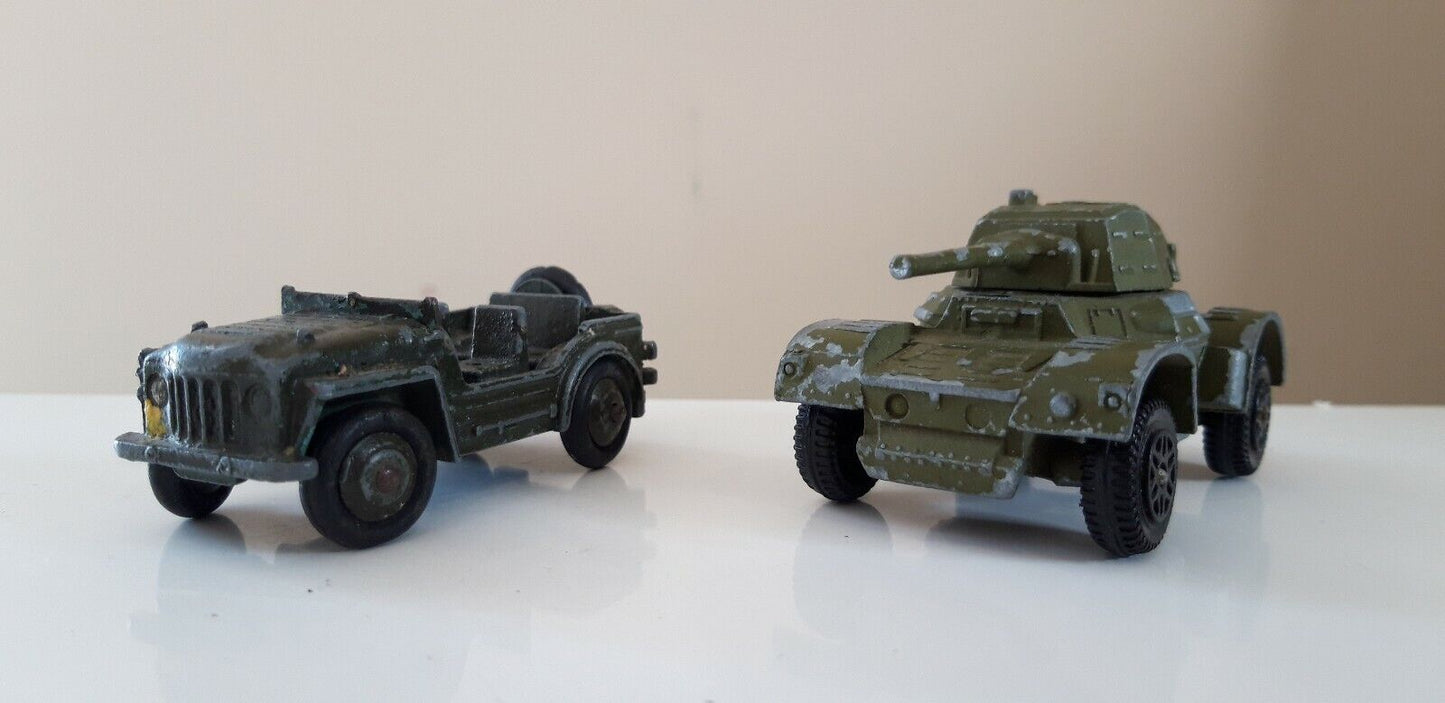 dinky jeep 25mm 1/72 ww2 armoured car gun 1970s b3