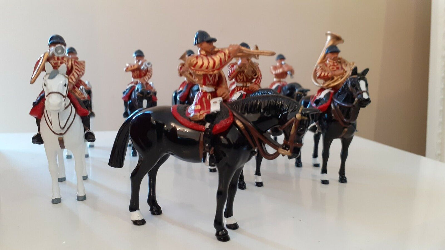 BRITAINS 00074 lifeguards state dress 9 piece MOUNTED BAND 1999 1:32 set 2