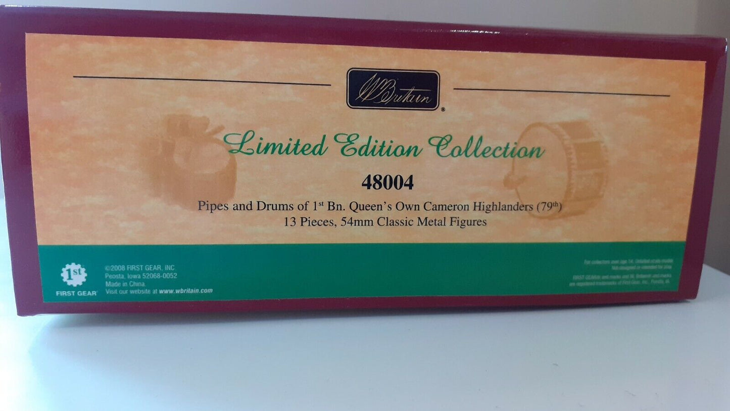 Britains limited edition pipes drums cameron highlanders 79th 2008 48004 boxed