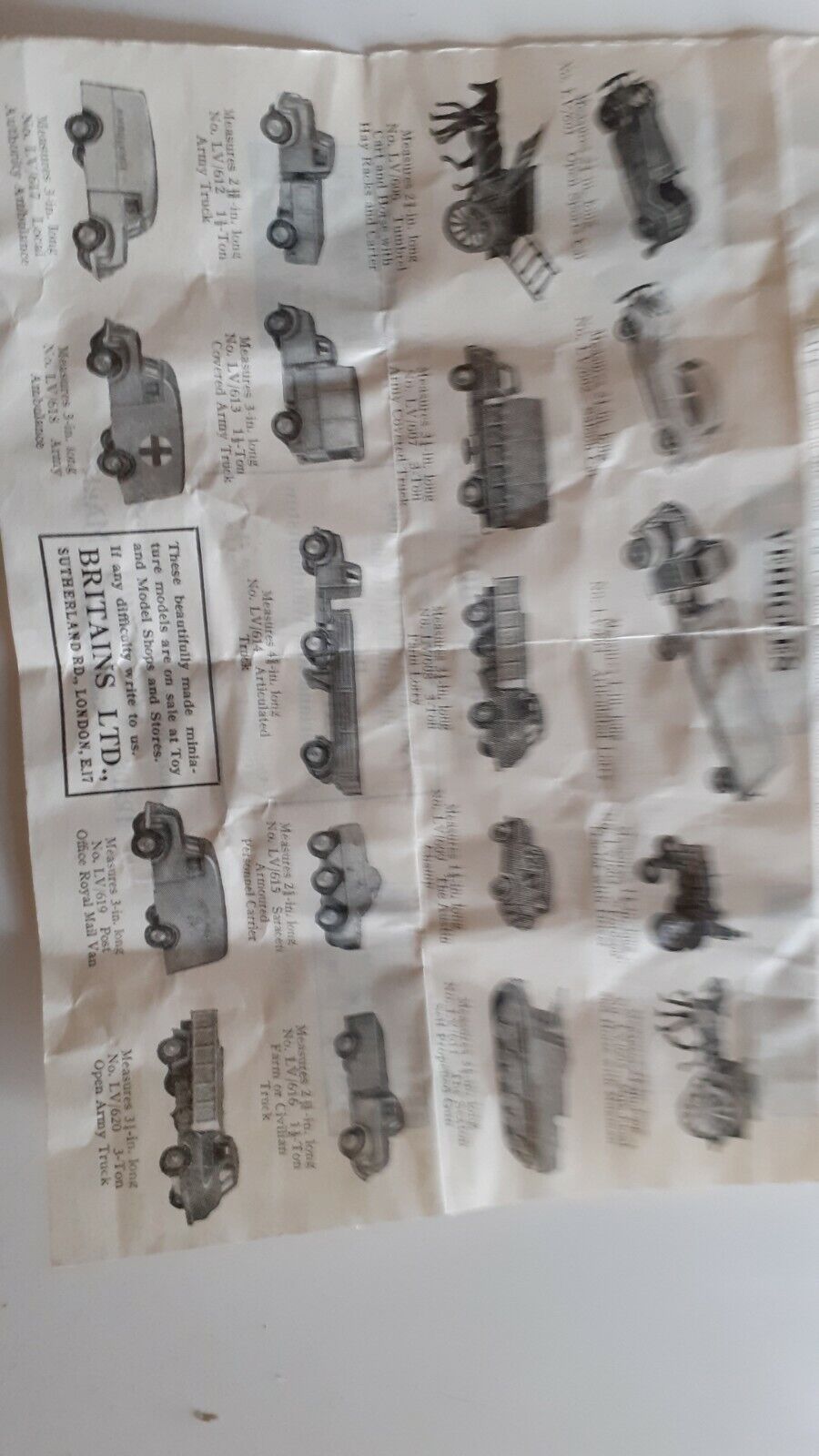 Britains 1263 royal artillery gun leaflet Sutherland road e17