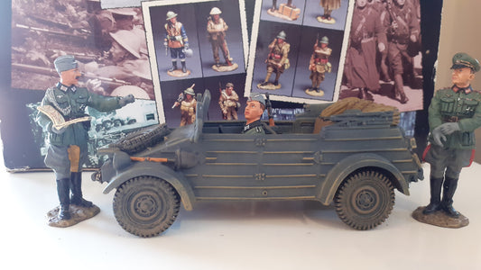 King and country ww2 german kubelwagen 3 figures boxed fob020 2006 wdb