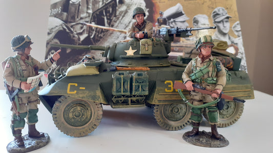 King and country ww2 dd38 dd038 m8 greyhound d-day +4 figs boxed wdb