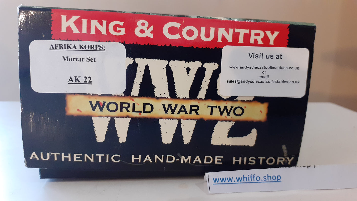 King and country ww2 german Afrika Korps Mortar boxed 1:30 Ak22 Ak022 wdb