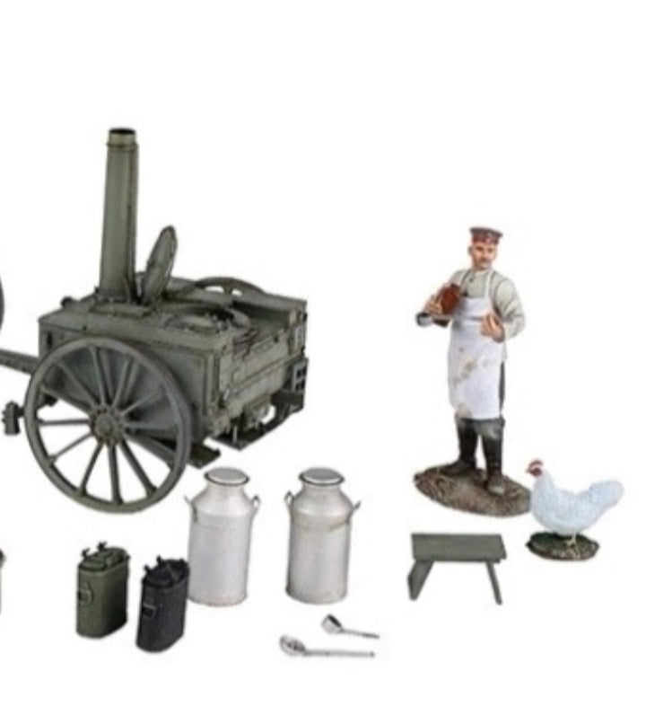 Britains 23101 ww1 german Field kitchen limber 3 figures accessories wdb74