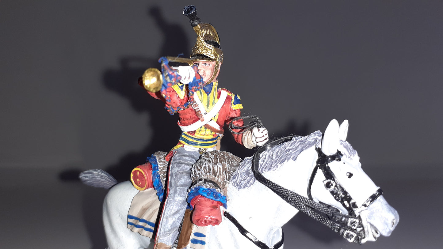 Britains 36057 Napoleonic Waterloo 1st Royal Dragoons bugler Charging boxed S8