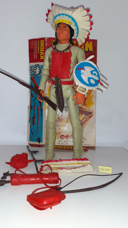 Marx Cherokee Indian Chief 1970s Part Of Box With Weapons Accessories S8