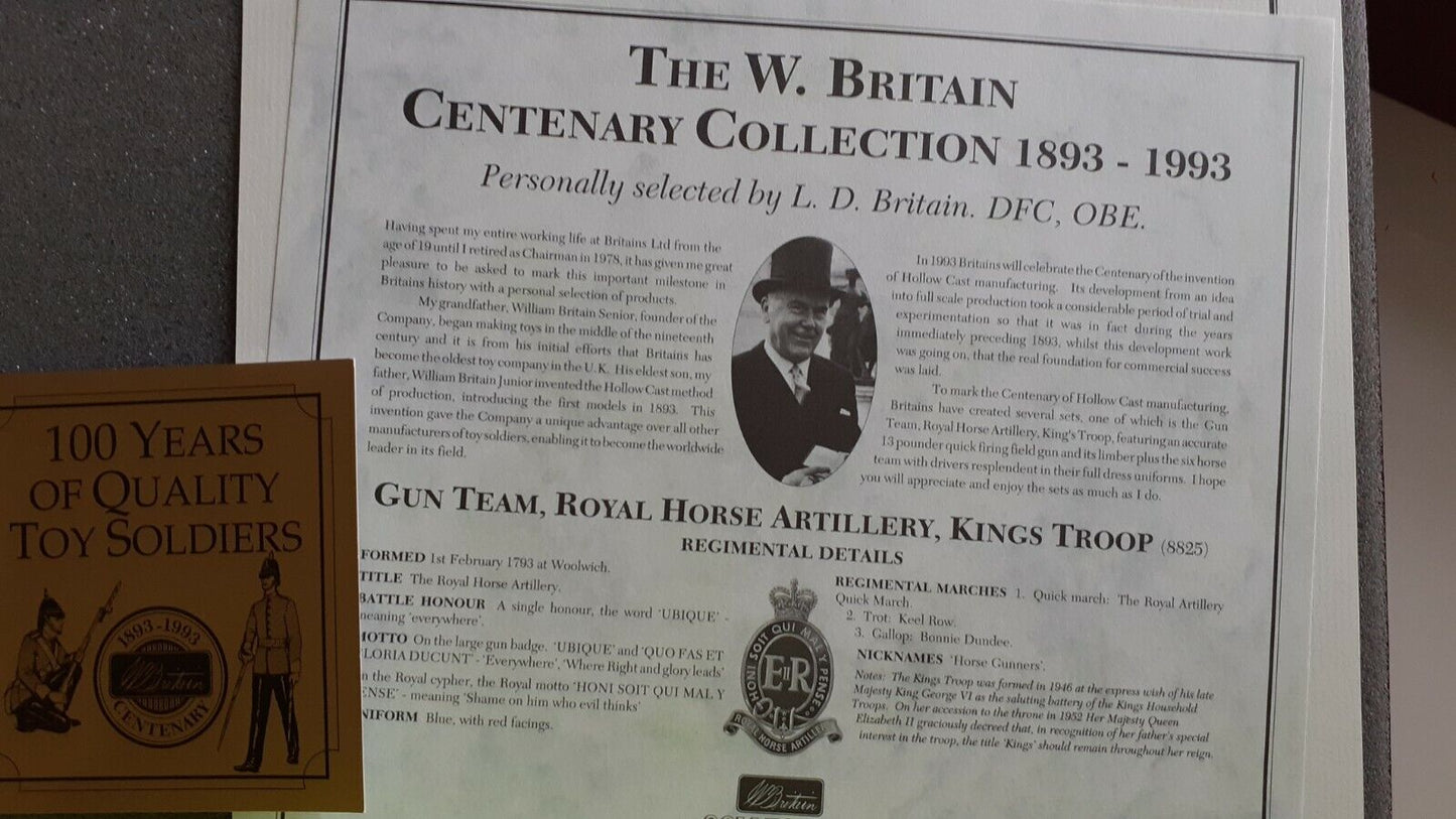 Britains 8825 royal horse artillery rha kings troop 1993 100 year celebration