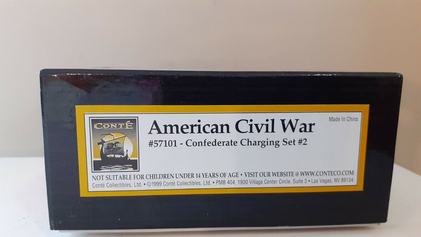 conte 57101  confederate charging acw metal boxed infantry 1:32