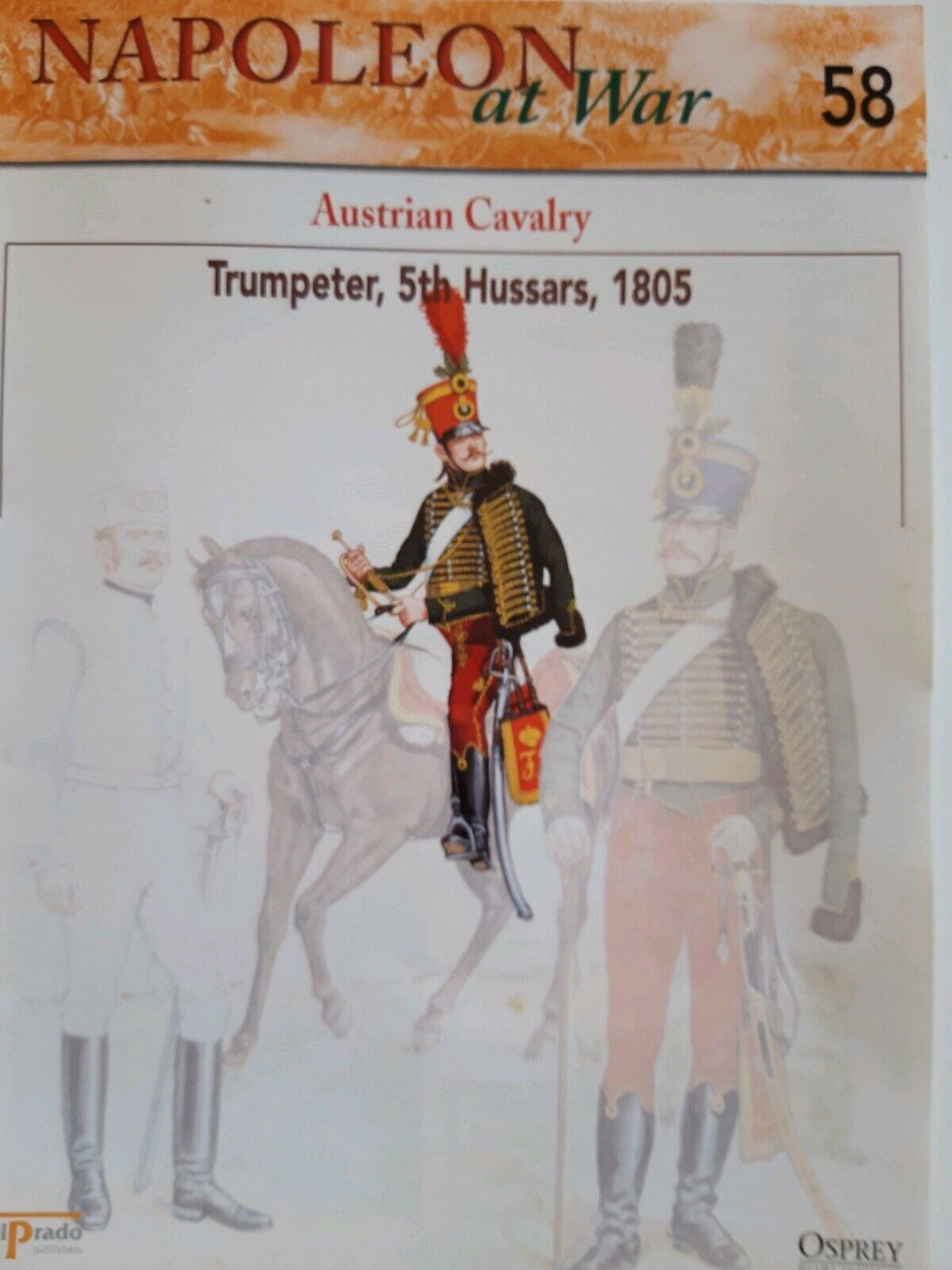 Del prado napoleon at war 58 waterloo 1:30 austrian hussars  mib book