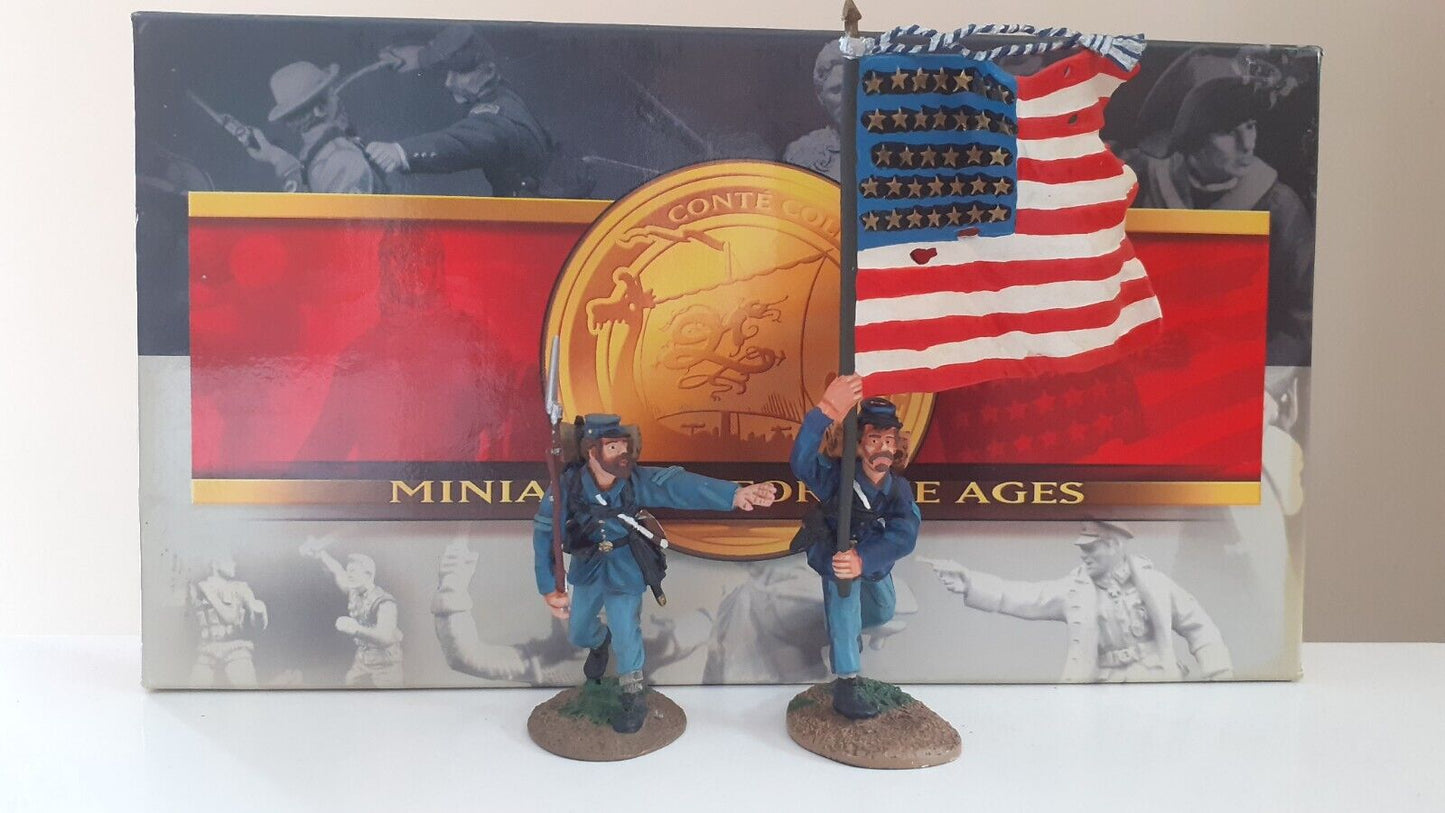 conte acw union 57109 flag bearer boxed 1:32 metal