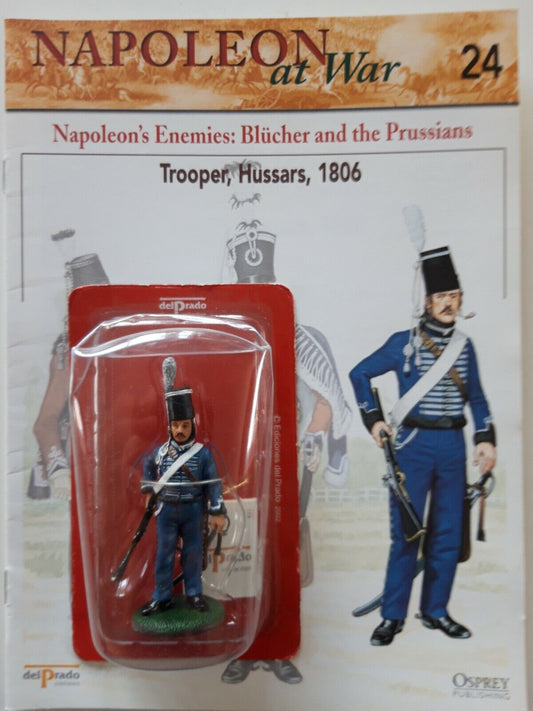 Del prado napoleon at war 24 waterloo 1:30 Prussian hussars  mib book