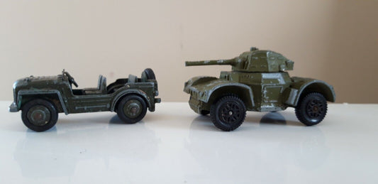 dinky jeep 25mm 1/72 ww2 armoured  car gun  1970s   b3