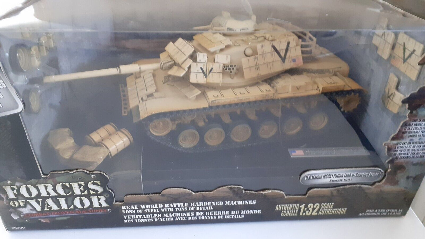 forces of valor diecast vehicles 1:32 us marine m60a1 patton tank kuwait 1991